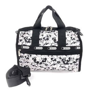 未使用品◆LeSportsac×Disney レスポートサック×ディズニー ボストンバッグ◆ アイボリー ナイロン ミッキー＆ミニー レディース bag 鞄