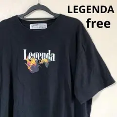 legenda  レジェンダ　Tシャツ　半袖　ブラック　プリント　free