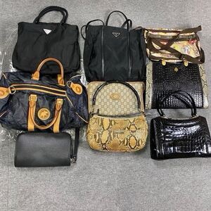 【まとめ9点☆ハイブランドバッグ】ルイヴィトン　Louis Vuitton グッチ　GUCCI プラダ　PRADA シャイニングクロコ バック　美品〜ジャンク