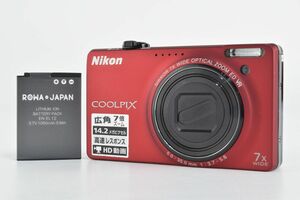 【動作美品】ニコン Nikon COOLPIX S6000 レッド　バッテリー　動作確認済　光学キレイ