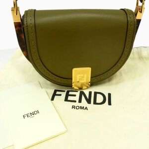 極美品 定価231,000円◇FENDI MOONLIGHT ムーンライト ショルダーバッグ べっ甲風 ゴールドロゴ フェンディ ムーンライト イタリア製