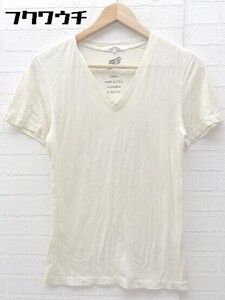 ◇ JOURNAL STANDARD relume ジャーナルスタンダード USA製 Vネック 長袖 Tシャツ カットソー サイズXS ベージュ系 メンズ