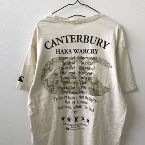 EI472 CANTERBURY ハカ　イラスト　半袖Tシャツ ベージュ メンズ L