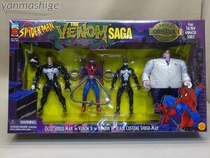 新品96年製 Toybiz「THE VENOM SAGA」4体セット ヴェノム オクト・スパイダーマン ブラックコスチューム キングピン