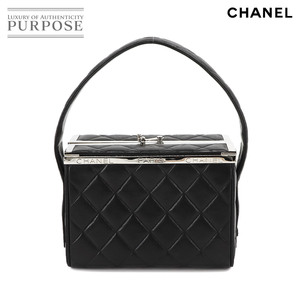 新品同様 シャネル CHANEL マトラッセ バニティ ハンド バッグ レザー ブラック シルバー 金具 ヴィンテージ Vanity 90242431