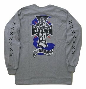 JB即決★ JAY ADAMS ジェイ・アダムス 　100%=SKATEBOARDER CROSS クロス　ロングスリーブ ロンT　HEATHER GRAY 灰 グレー Lサイズ 新品