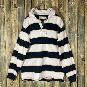 J.CREW 00s ラガーシャツ ビックボーダー ホワイト系 アメリカ輸入t/ビンテージ/ロンT/LONG SLEEVE/L-S/古着/古着卸