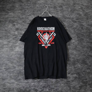 T181 GILDAN K-Rockathon 2018 Print Loose Black Tee 音楽祭 イベント フェス プリント クルーネック Tシャツ 黒 XL