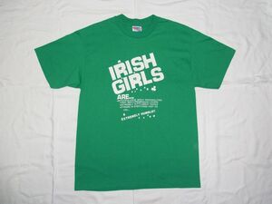 ☆美品・未着用☆ 80s USA製 ビンテージ IRISH GIRLS アイリッシュ シャムロック Tシャツ sizeL 緑 ☆古着 デッドストック Hanes OLD 90s