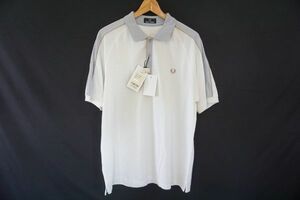 【即決】FRED PERRY フレッドペリー メンズ 半袖ポロシャツ タグ付き 生成り/グレー系 サイズ:L 【833221】