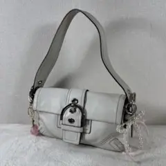 COACH soho white leather hand bag y2k