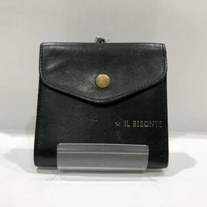 【IL BISONTE】イルビゾンテ 二つ折り財布 レザー ブラック がま口 小銭入れ メンズ ts202407