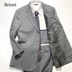 【美品】Brioni スーツ セットアップ グレー ストライプ 総柄 52