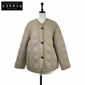 美品/国内正規 Christian Dior クリスチャンディオール 2R7C37A2827 カナージュ リバーシブル ボア ジャケット S ベージュ レディース