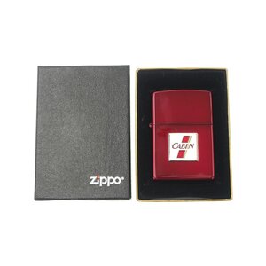 １円スタート 美品 Zippo ジッポー オイルライター CABIN キャビン 赤 レッド 2000年 箱付き 火花〇 たばこ 喫煙具 煙草グッズ 着火未確認