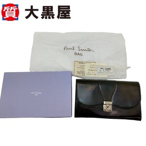 【大黒屋82】Paul Smith ポールスミス セカンドバック エナメルクラッチバック ウォレット 財布 ブラック PWW043 牛革 レディース