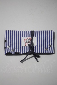 Vivienne Westwood / ストライプ小物ケース 青X白 I-24-02-09-035-gd-HD-ZI