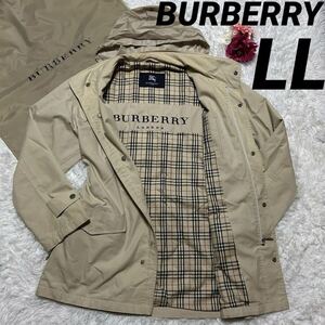 1円～【LL】バーバリーロンドン ジャケット モッズコート フード 大きめ BURBERRY LONDON ベージュ フード付き (250118-ss-8)