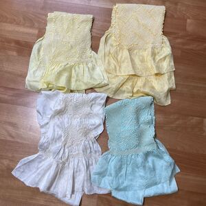 帯揚げ 和装小物 絞り 正絹 絹 和服 和装 正装 留袖 4本セット 白 黄色 緑 White yellow green(KM)