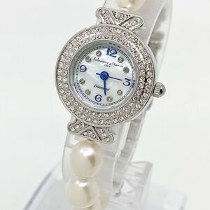 極美品 腕時計 レディース Salvatore Marra Diamond クォーツ quartz シェル ダイヤ シルバー 銀 サルバトーレマーラ パール Watch Y1776