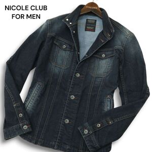 NICOLE CLUB FOR MEN ニコルクラブ フォーメン 通年 USED加工★ スタンドカラー デニム ジャケット Gジャン Sz.46 メンズ　A4T13785_C#C