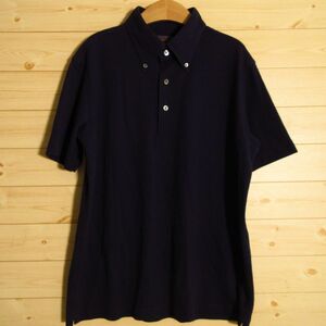 ◎美品！Makers Shirt 鎌倉 メーカーズシャツカマクラ◆ポロシャツ 半袖 Tシャツ カノコニット シンプル 無地 高品質◆メンズ 紺 L◆A5572