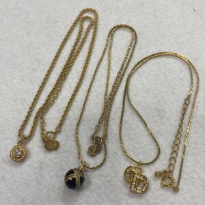 X216△◎ Christian Dior クリスチャンディオール アクセサリー 3点 セット まとめ ネックレス ゴールドカラー ロゴ レディース 0000000