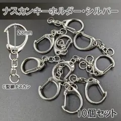 ナスカン キーホルダー シルバー 10個 金具 チャーム ハンドメイド パーツ