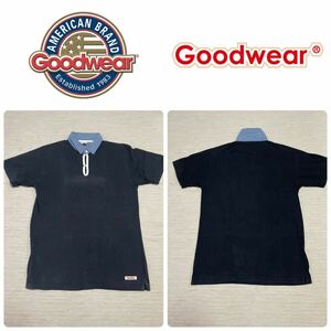 GOOD WEAR 半袖 ポロ シャツ L クレリック 肉厚 ビンテージ シャンブレー トップス アウトドア 黒