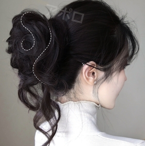 送料込み お団子ウィッグ 黒色 ブラック 黒 ヘアアクセサリー つけ毛 No.901 D