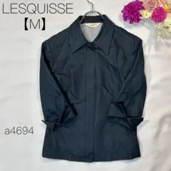 ESQUISSE 【M】 7分袖 ジャケット ジップアップ ネイビー 袖スリット