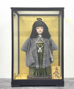 美品■市松人形 人形 公司作 人形ケース 日本人形 立位人形 ガラスケース付 男の子■兵庫県姫路市から 24-929