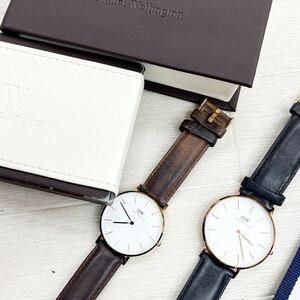 1486◎ 2点 セット Daniel Wellington ダニエルウェリントン 時計 腕時計 2針 クォーツ 革バンド ゴールド メンズ