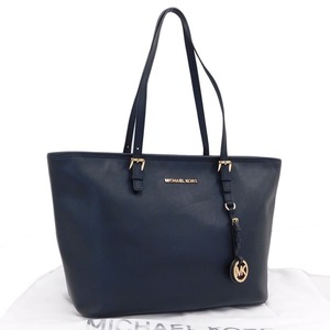 1円 ■ 美品 マイケルコース トートバッグ ブラック系 レザー MKサークルロゴ お買い物 MICHAEL KORS ■E.Bii.zE-10