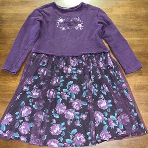 【ANNA SUI mini／アナスイミニ】　ワンピース　チュニック　140㎝　中古　紫×花柄×チュール