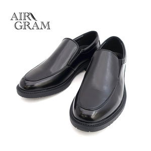 ▲AIR GRAM エアグラム メンズ Uチップ ローファー ビジネスシューズ 1728 メンズ 革靴 ブラック Black 黒 27.0cm (0910010703-bk-s270)