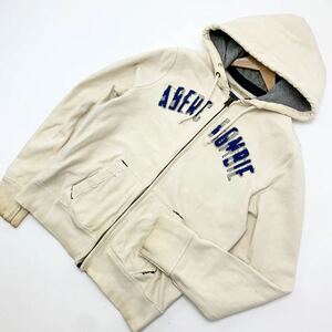 アバクロンビー＆フィッチ ABERCROMBIE＆FITCH ジップアップ スウェット パーカー フーディ M 実寸L相当 ビッグサイズ 【袖シミ】■DB135