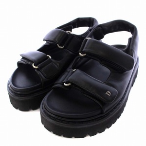 未使用品 ディースクエアード DSQUARED2 Flat Sandals サンダル 厚底 レザー 37 24cm 黒 ブラック /BM ■GY29 レディース