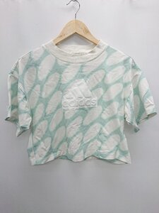 ◇ adidas × Marimekko マリメッコ 総柄 クロップド Tシャツ サイズS アイボリー系 グリーン レディース P