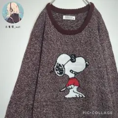 PEANUTS　スヌーピー　ニット　セーター　レトロ　赤　メンズ　M　美品