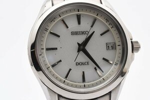 稼働品 セイコー ドルチェ ラウンド シルバー 7B24-0BE0 電波ソーラー メンズ 腕時計 SEIKO