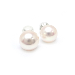 【緑屋質屋】特選ジュエリー パール ピアス 9.3mm 9.5mm ポストK18WG【中古】