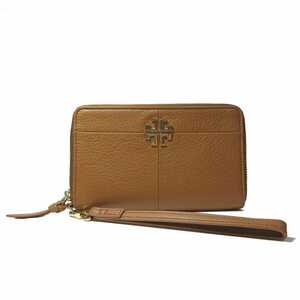 トリーバーチ TORY BURCH 44734-1017-209 レザー ストラップ付 ラウンドファスナー スマートフォンケース ブラウン系 レディース