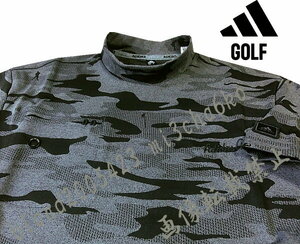 ■新品【adidas GOLF】アディダスゴルフ カモ柄 AEROREADY吸湿性 半袖モックネックシャツ■DGR/L