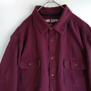 1100 長袖シャツ XLサイズ US古着 MOSSIM SUPPLY エンジ