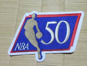 青赤■新品NBA　50周年記念　50th Anniversary Logo Patch (1996-97)刺繍ワッペン（パッチ）激渋◆バスケットボール◎アメリカ　スポーツ