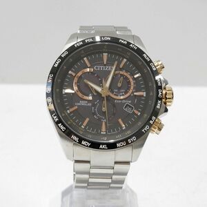 CITIZEN メンズ 腕時計 USED美品 エコドライブ 電波ソーラー E660-R011847 シチズン クロノグラフ 完動品 中古 X5432