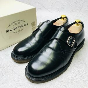 【希少・良品】フットザコーチャー foot the coacher シングルモンク レザー フラット 黒 ブラック 27cm プレーントゥ ドレス カジュアル