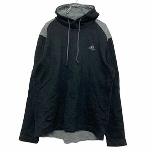 adidas ロゴ スウェット パーカー L アディダス ブラック プルオーバー 裏起毛 古着卸 アメリカ仕入 a608-5071