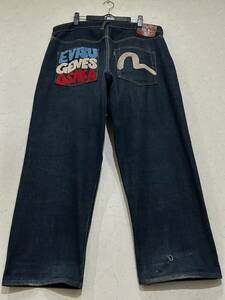 ※EVISU エヴィス エビス LOT 2001 サガラワッペン セルビッチ デニムパンツ 濃紺 大きいサイズ 40 　 BJBD.G